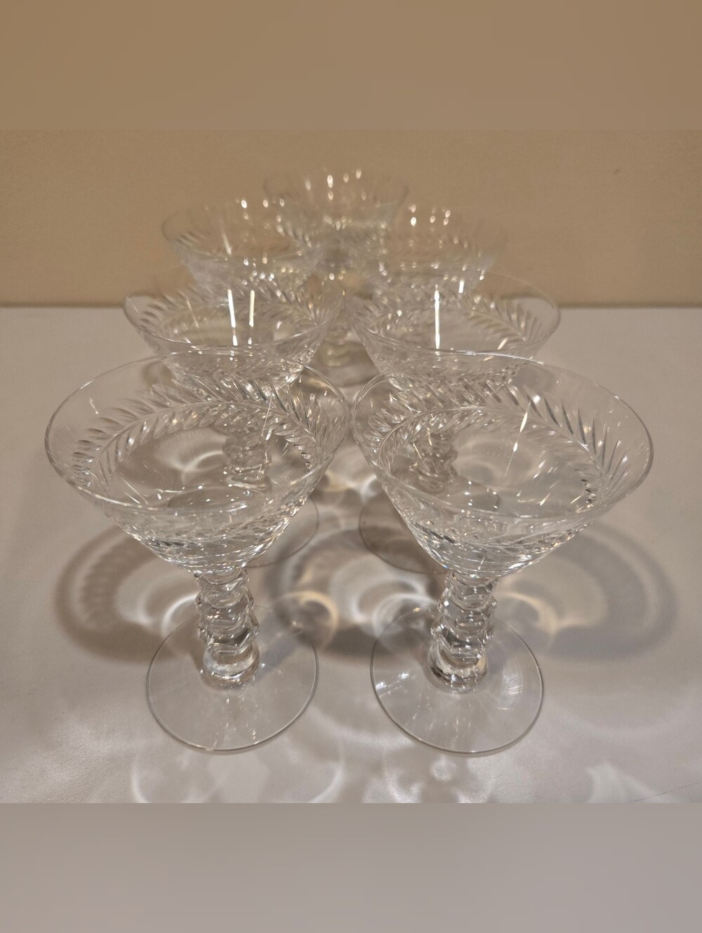 Vintage Tiffin-Franciscan Crystal Sherry Stemware In Woodstack Pattern X 7